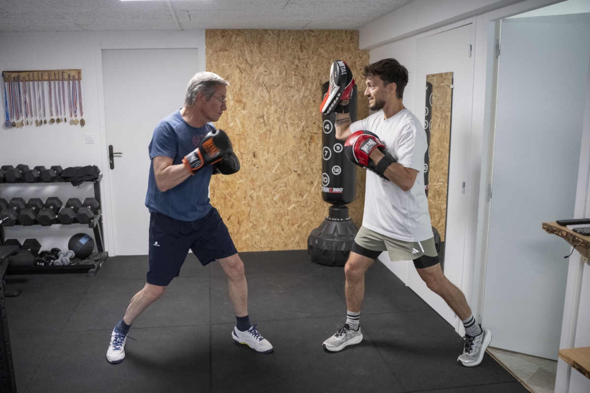 Séance boxe dans le studio